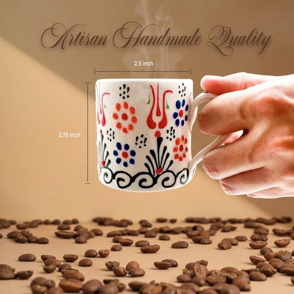 2 Mahserte Handmade Ceramic 5Oz Espresso Cups, Coffee Cup Set, NEW! - Picture 4 of 9